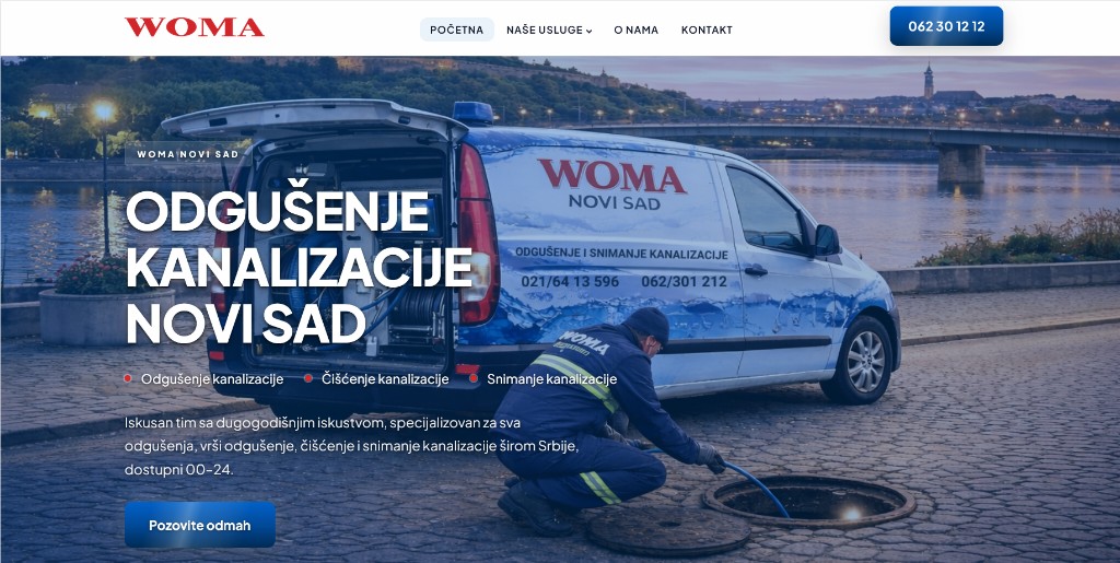 Woma Novi Sad — 24/7 drain cleaning and sewer services